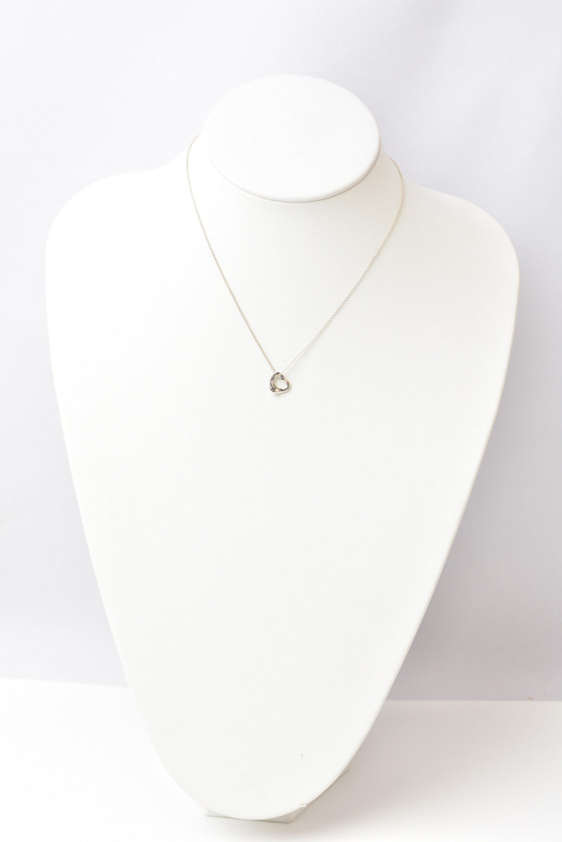 Tiffany & Co Elsa Peretti Open Teardrop Silver Necklace in Excellent Condition