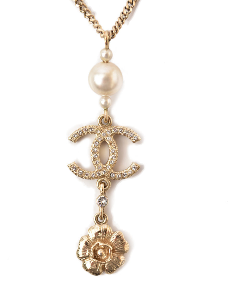 Chanel 2way Necklace/Pendant with Pearl Motif, Gold in Excellent Condition