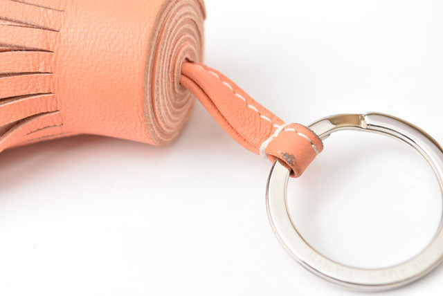 Hermes Carmen Tassel Charm Keychain Salmon Pink/Silver in Pristine Condition