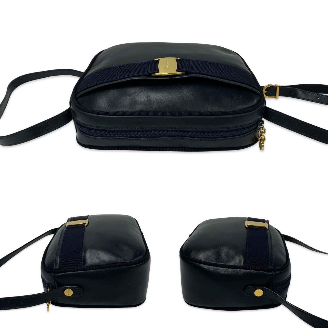 Salvatore Ferragamo Leather Vara Bow Crossbody Bag Leather Crossbody Bag BA-21 4183 in Very Good Condition