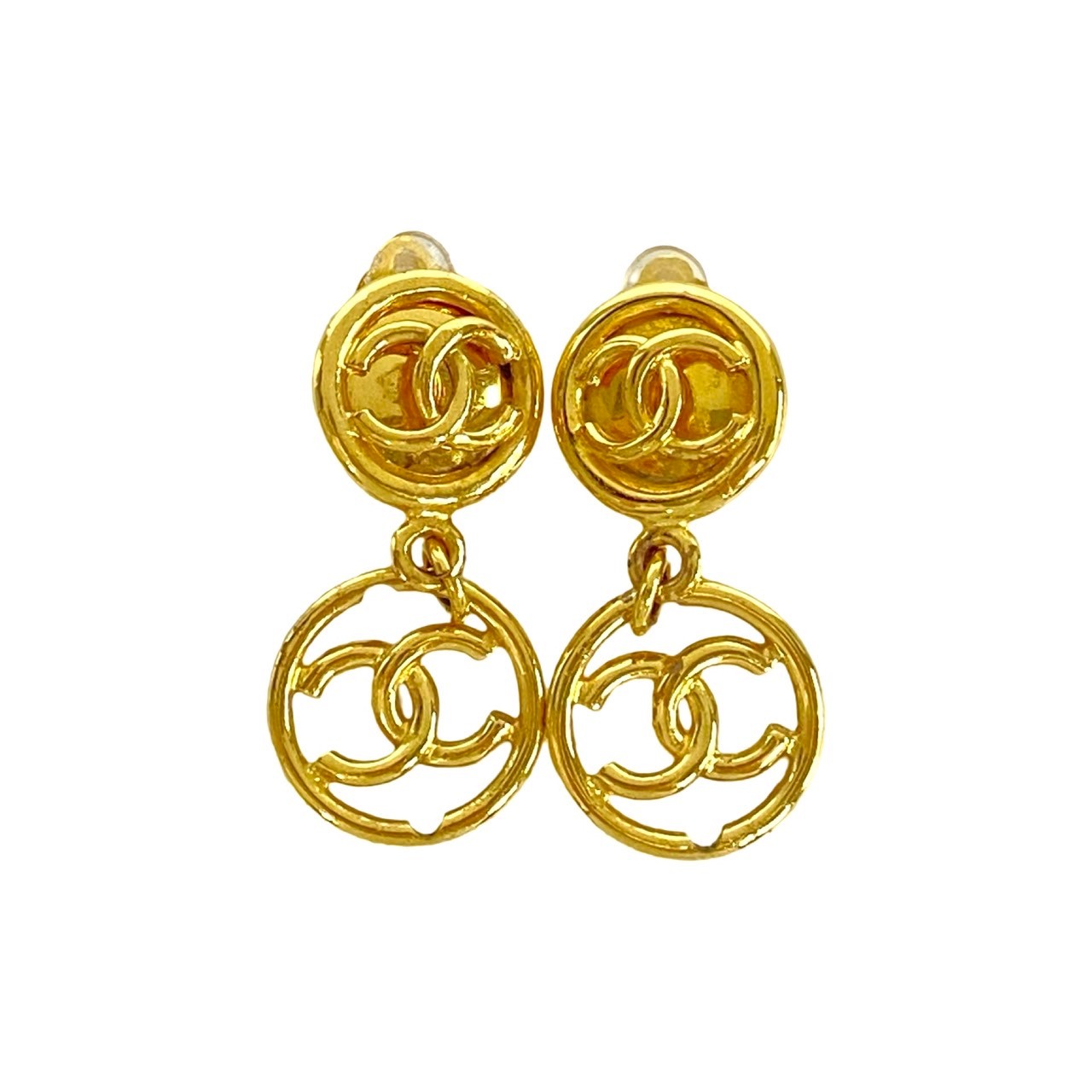 Chanel CC Drop Clip On Earrings Metal Earrings in Great Condition