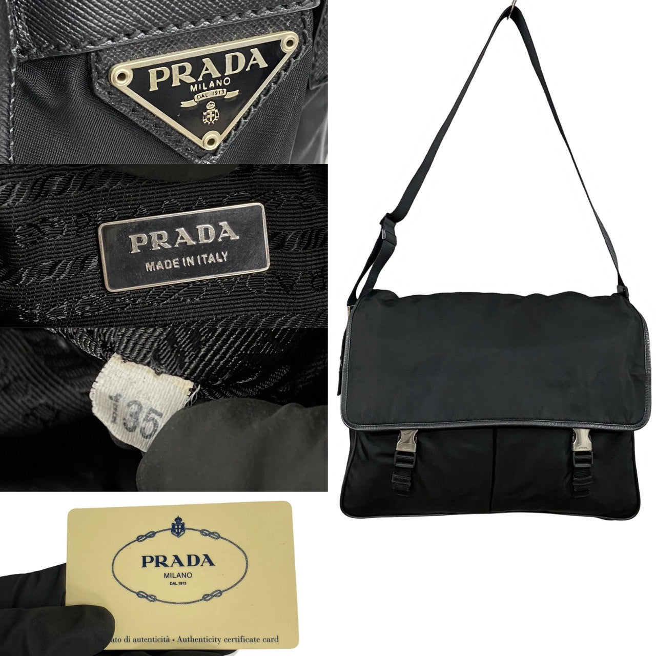 Prada Tessuto Messenger Bag Canvas Crossbody Bag in Very Good Condition