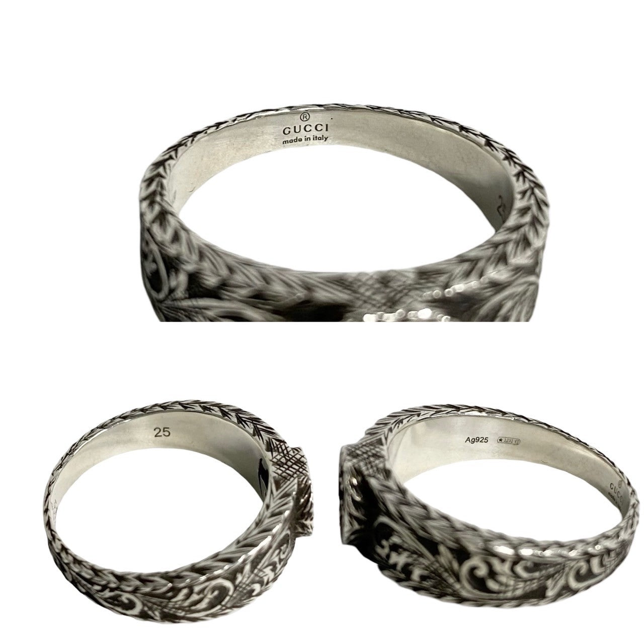 Gucci Silver Interlocking G Ring  Metal Ring in Very Good Condition