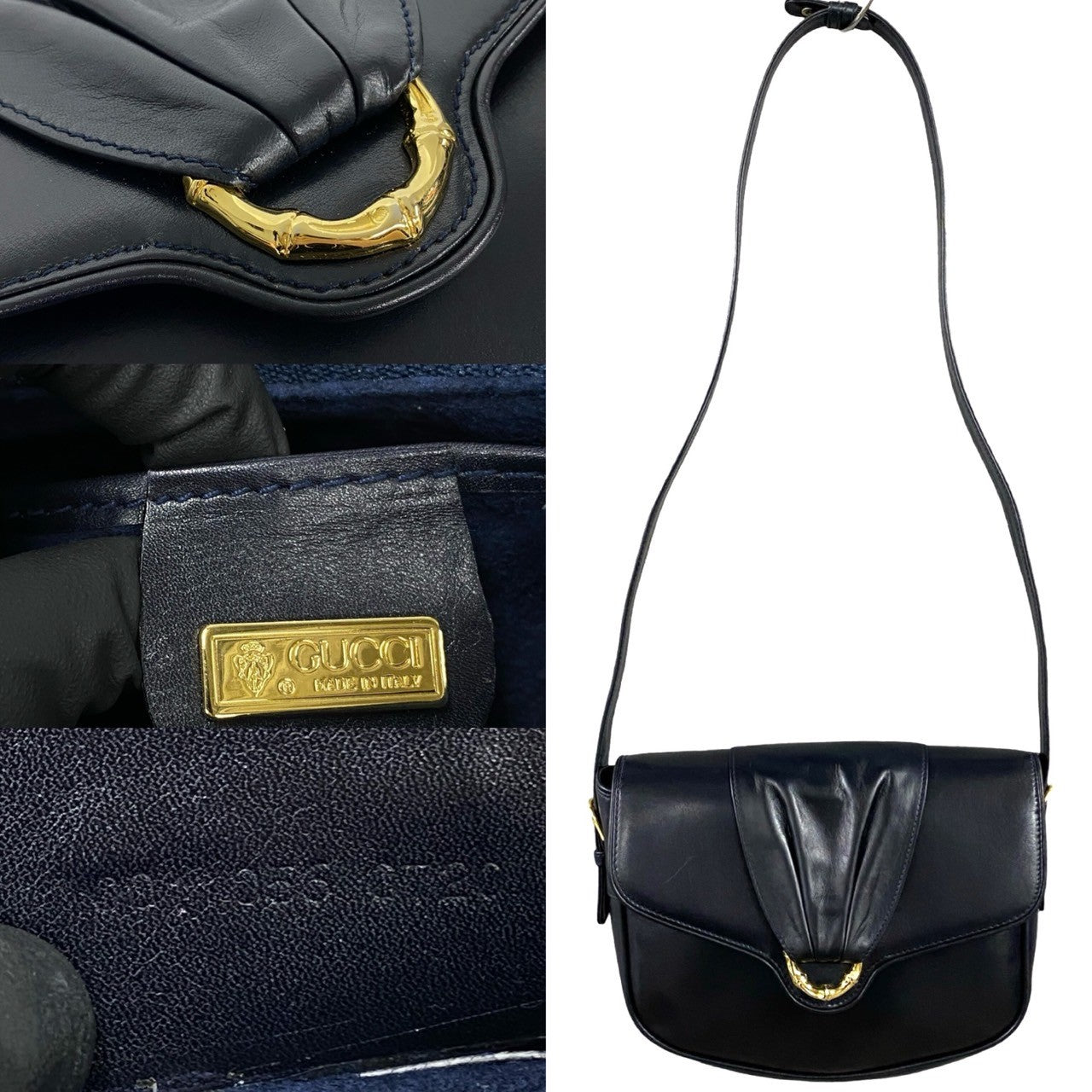 Gucci Vintage Leather Shoulder Bag Black