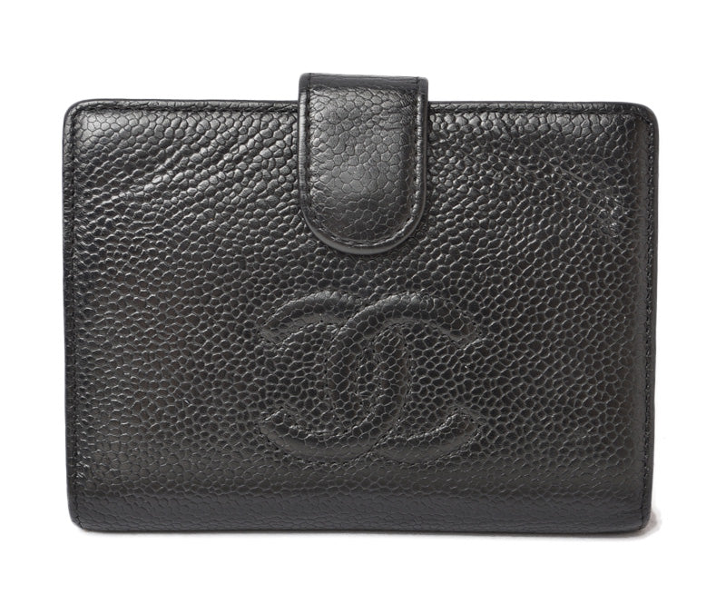 Chanel Caviar Skin Vintage Wallet Black in Very Good Condition