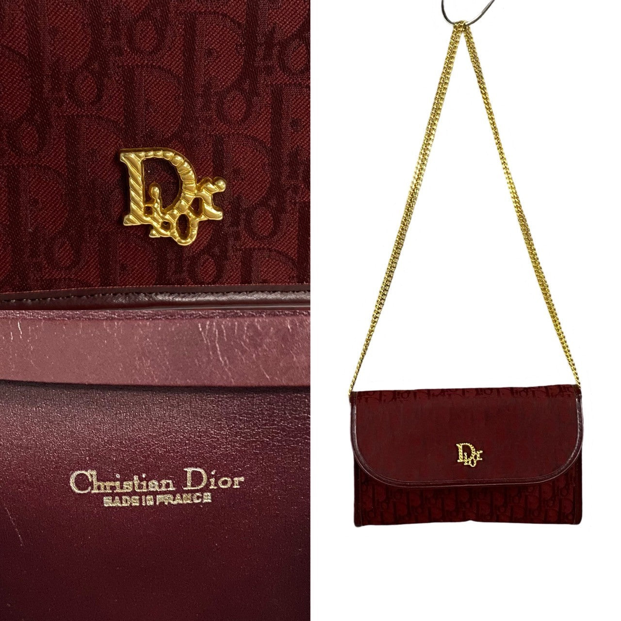 Dior Trotter Leather Canvas Chain Shoulder Bag