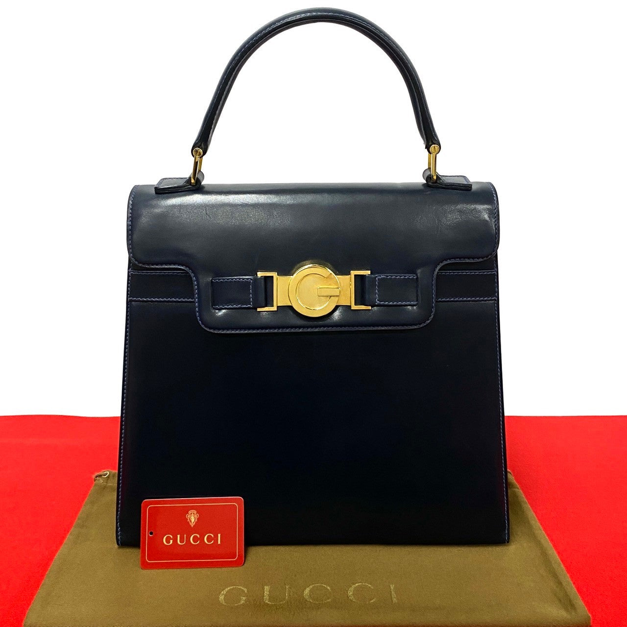 Gucci Vintage Leather Handbag Navy