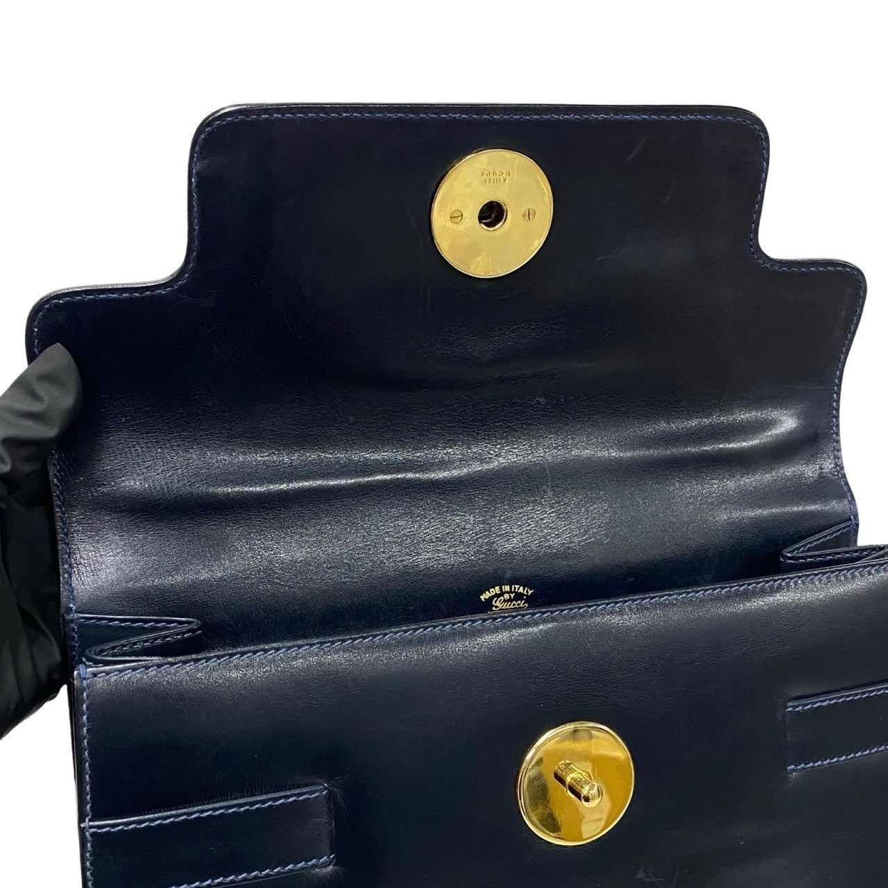 Gucci Vintage Leather Handbag Navy