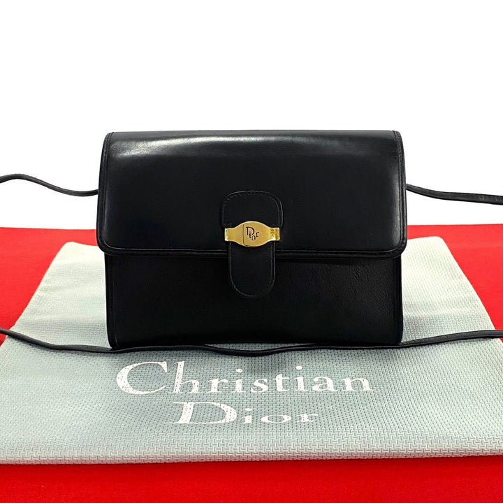 Christian Dior Leather Shoulder Bag Black