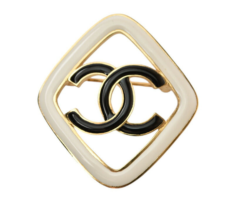 Chanel Brooch Diamond Motif Black/Ivory/Gold