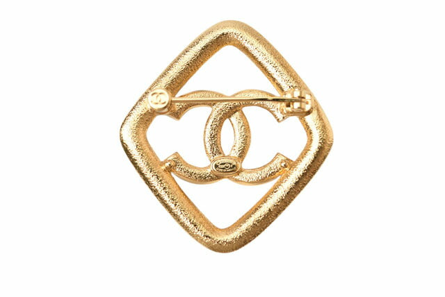 Chanel Brooch Diamond Motif Black/Ivory/Gold