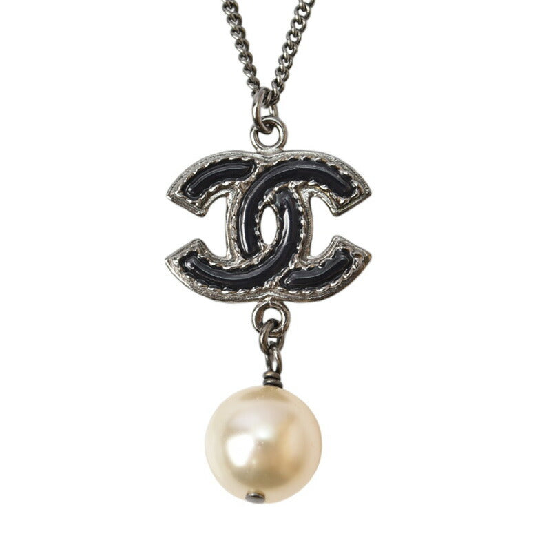 Chanel 2way Necklace Pendant Coco Mark Pearl