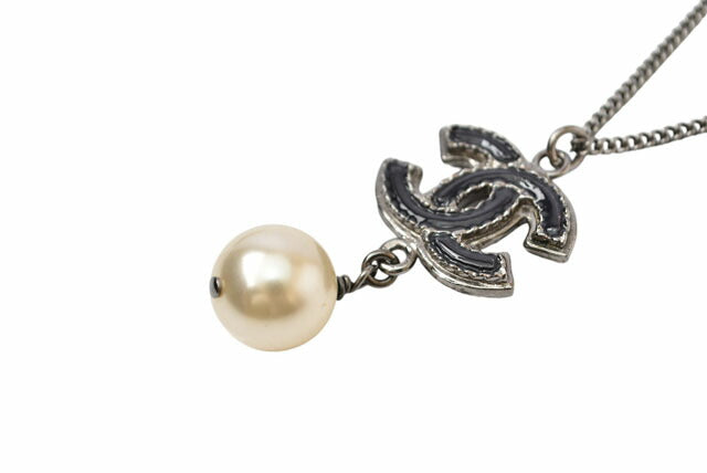 Chanel 2way Necklace Pendant Coco Mark Pearl