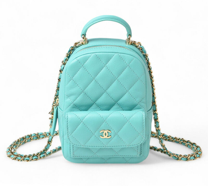 Chanel Caviar Skin Turquoise Mini Backpack