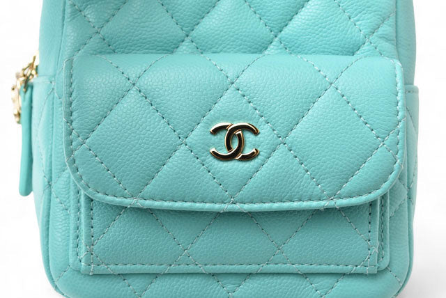 Chanel Caviar Skin Turquoise Mini Backpack