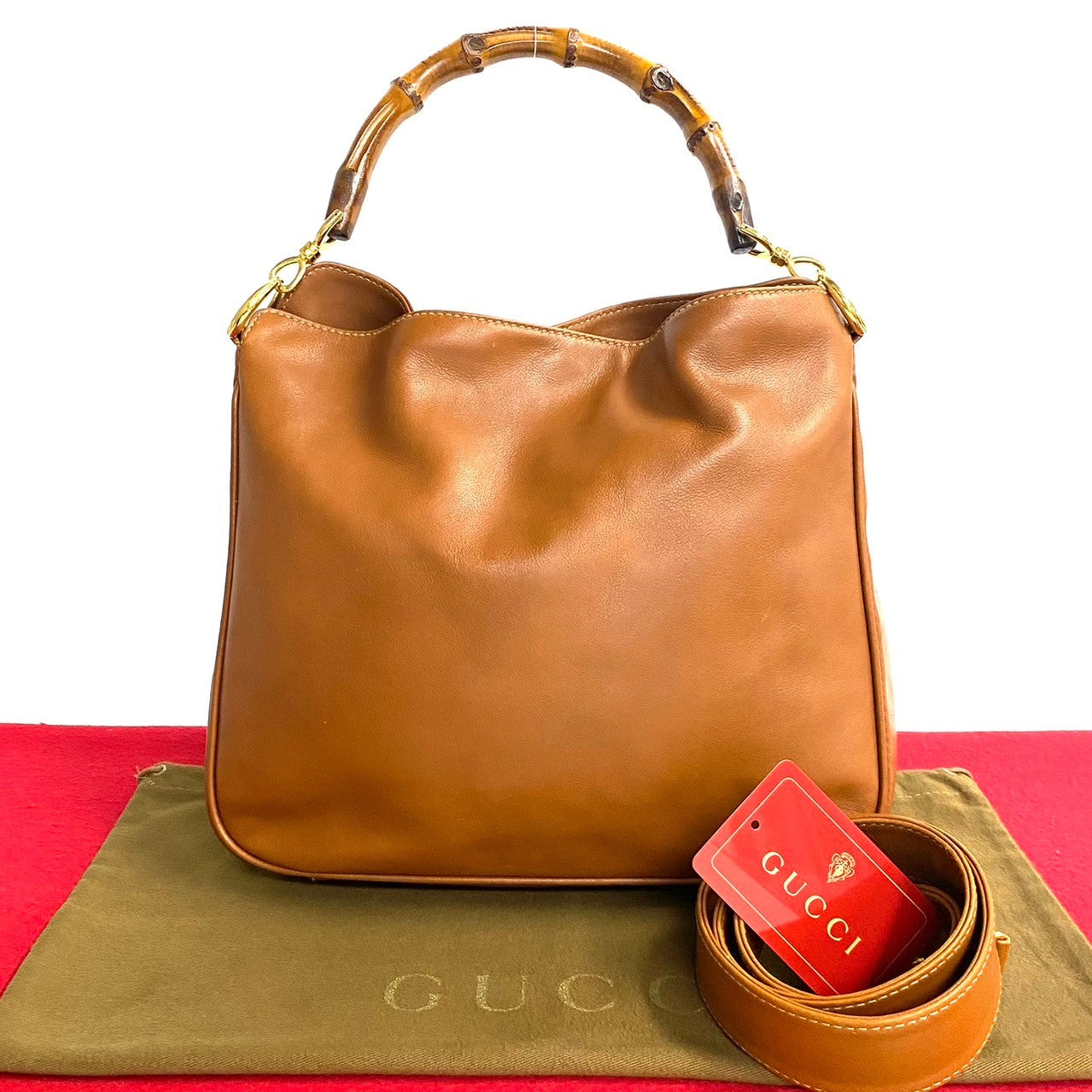 Gucci Vintage Bamboo Leather 2way Handbag