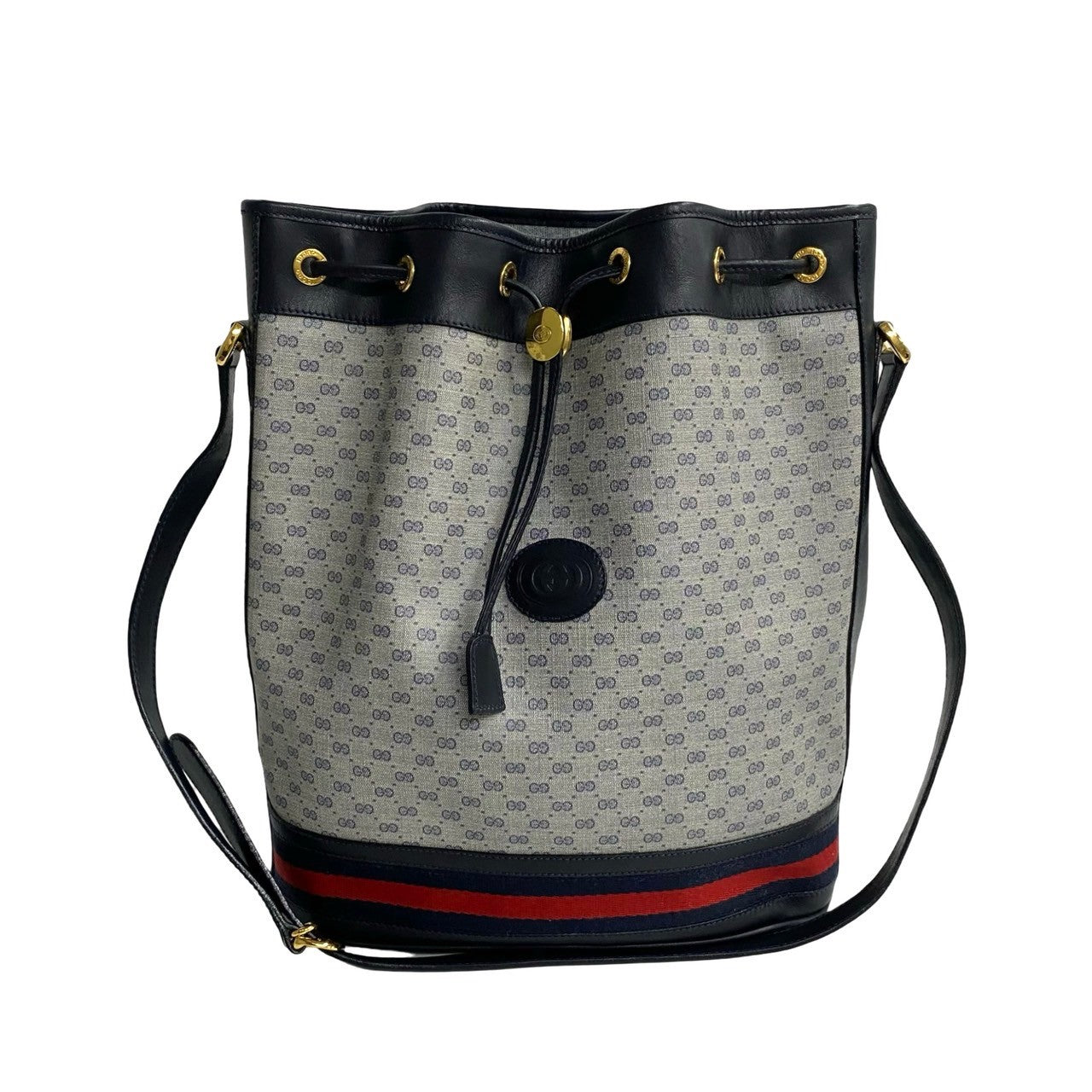 Gucci Micro GG Leather Shoulder Bag Navy