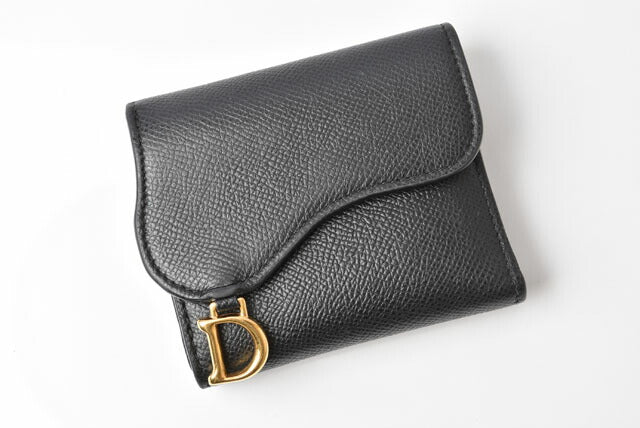 Christian Dior Saddle Lotus Mini Wallet Navy in Great Condition