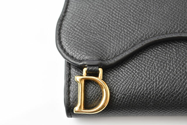 Christian Dior Saddle Lotus Mini Wallet Navy in Great Condition