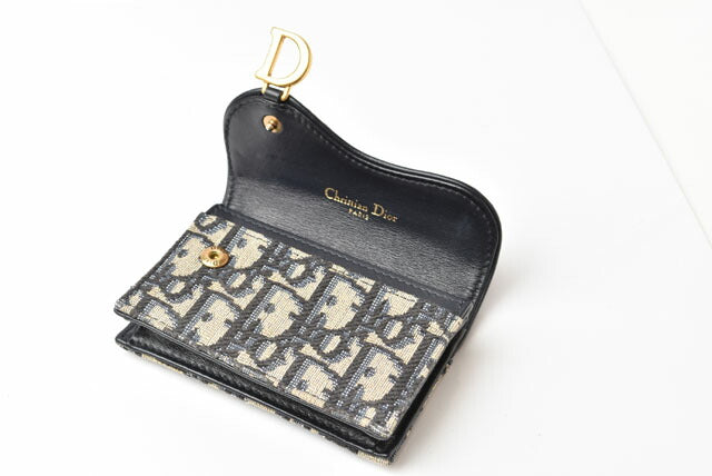 Dior Card Case Coin Case Mini Wallet Navy in Great Condition