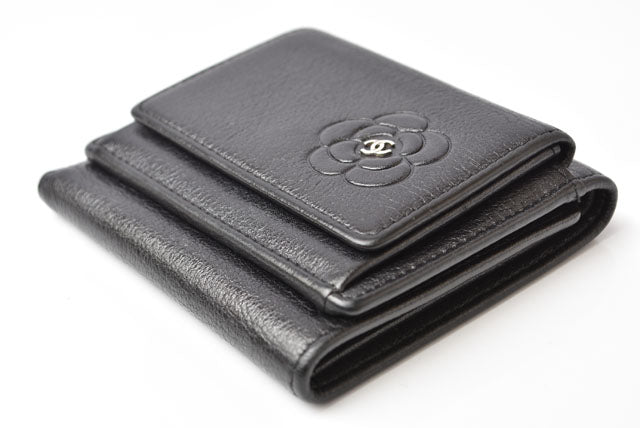 Chanel Camellia Lambskin Compact Wallet