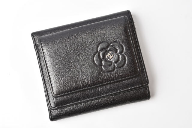 Chanel Camellia Lambskin Compact Wallet