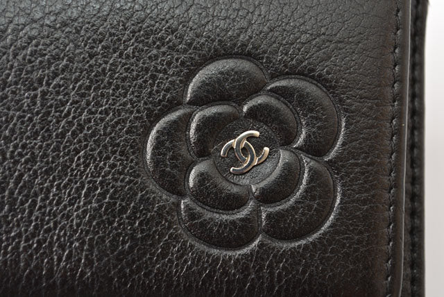 Chanel Camellia Lambskin Compact Wallet