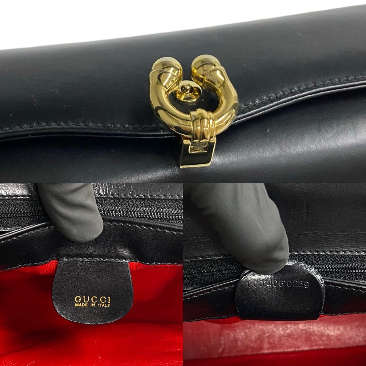 Gucci Vintage Leather Handbag Black