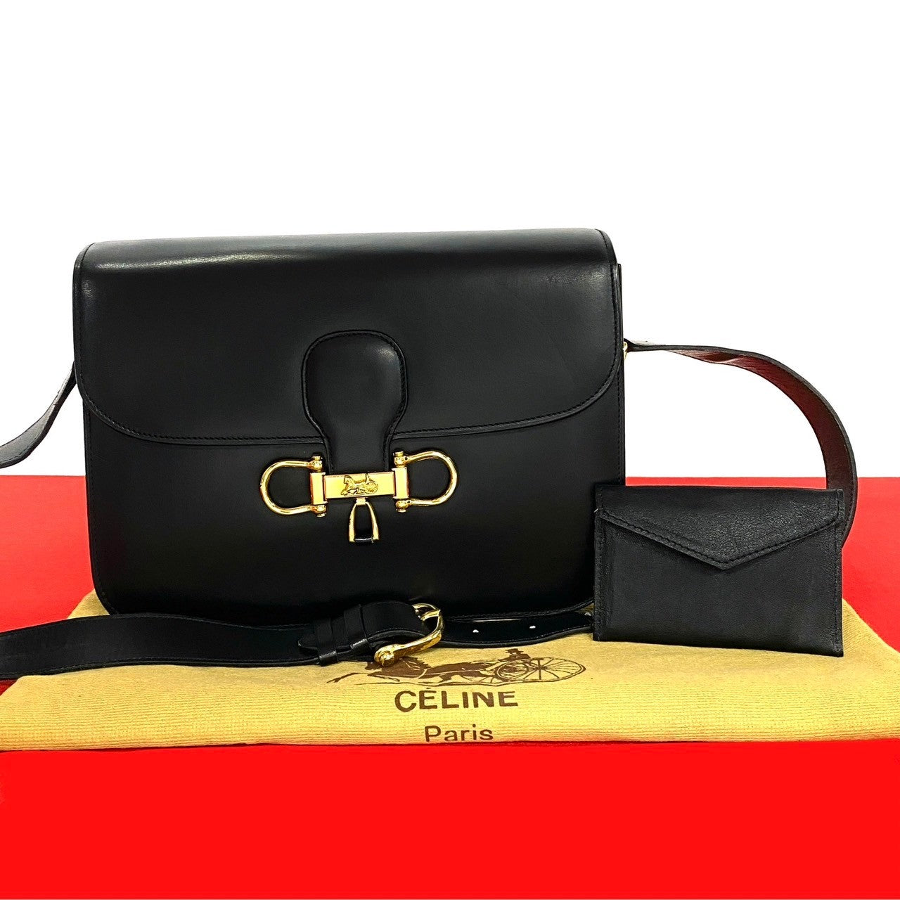 Celine Leather Shoulder Bag Black