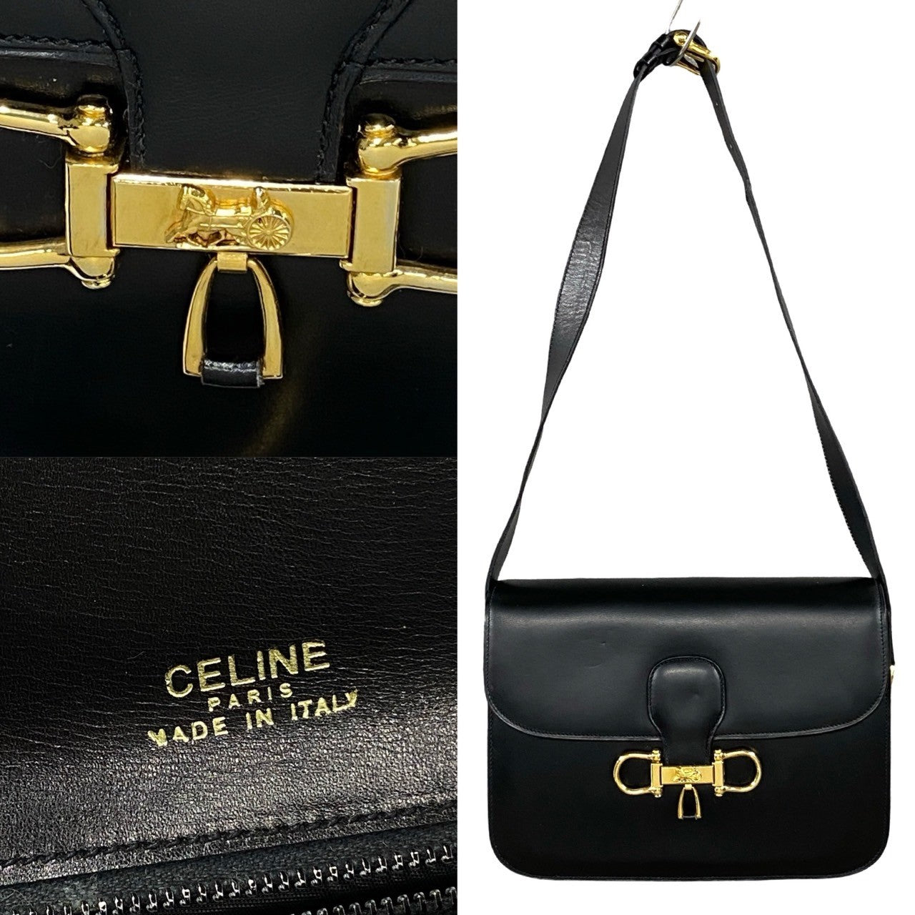 Celine Leather Shoulder Bag Black