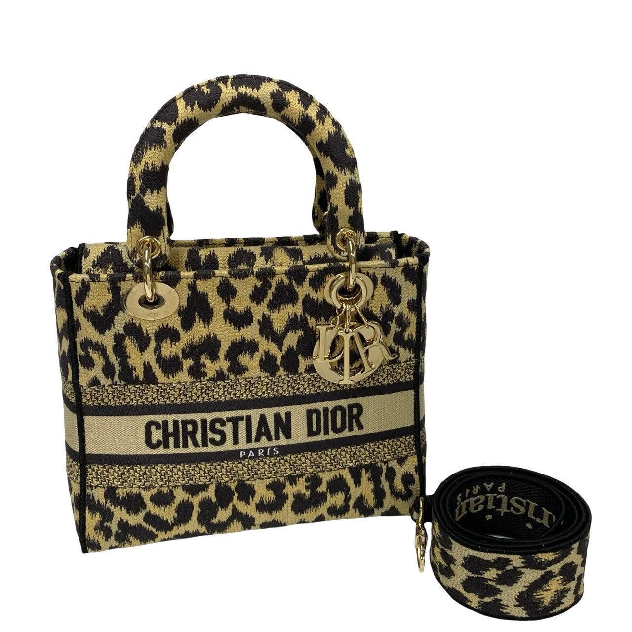 Dior Lady D-Lite Medium Leopard Canvas Bag