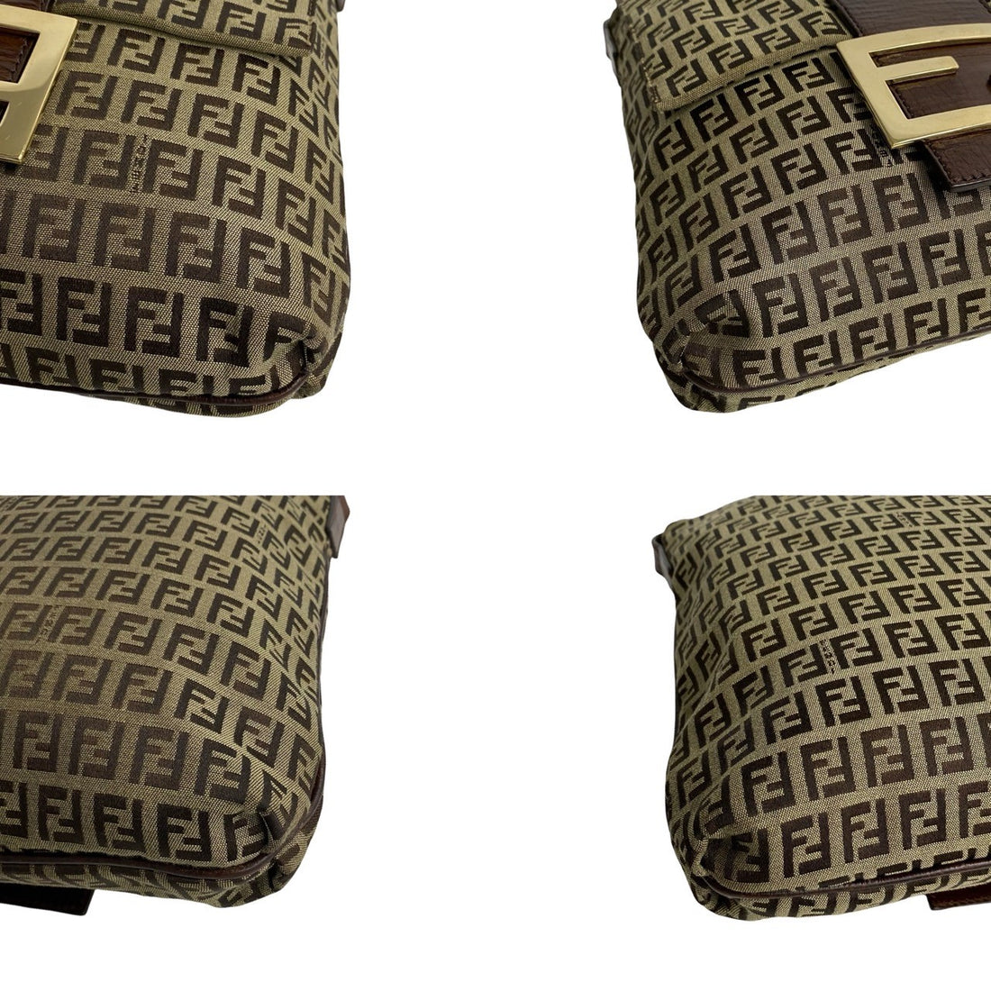 Fendi Zucchino Leather Nylon Shoulder Bag