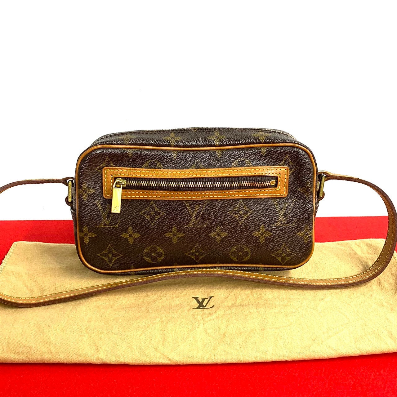 Louis Vuitton Monogram Leather Pochette Shoulder Bag