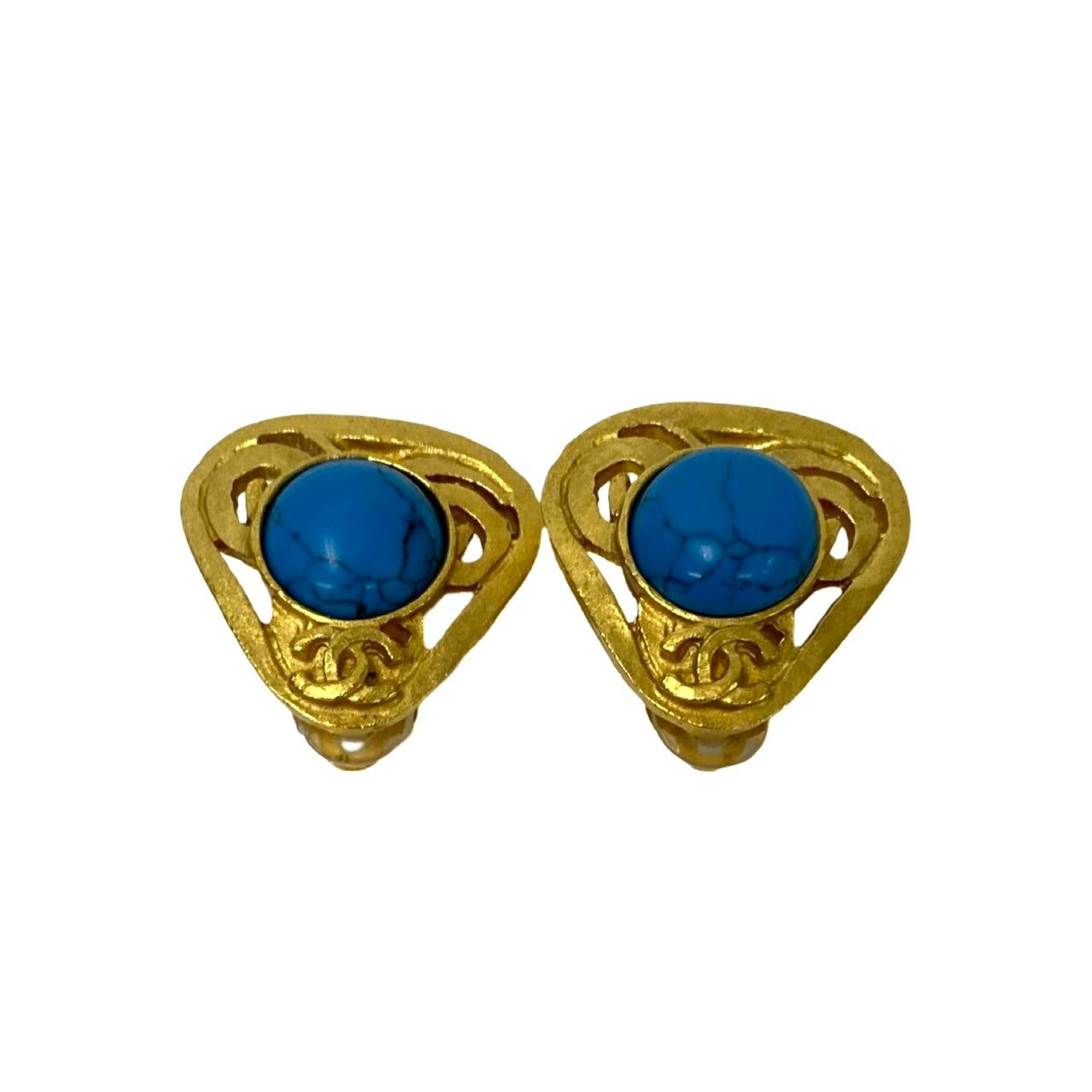 Chanel Vintage Turquoise Earrings Gold