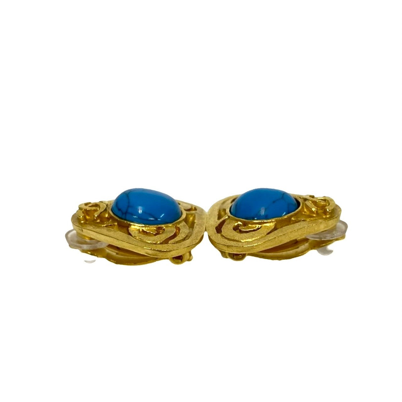 Chanel Vintage Turquoise Earrings Gold