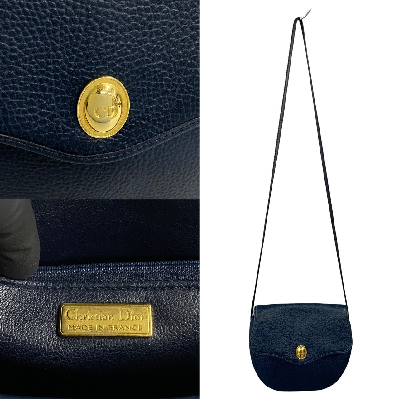 Dior Leather Mini Shoulder Bag Navy