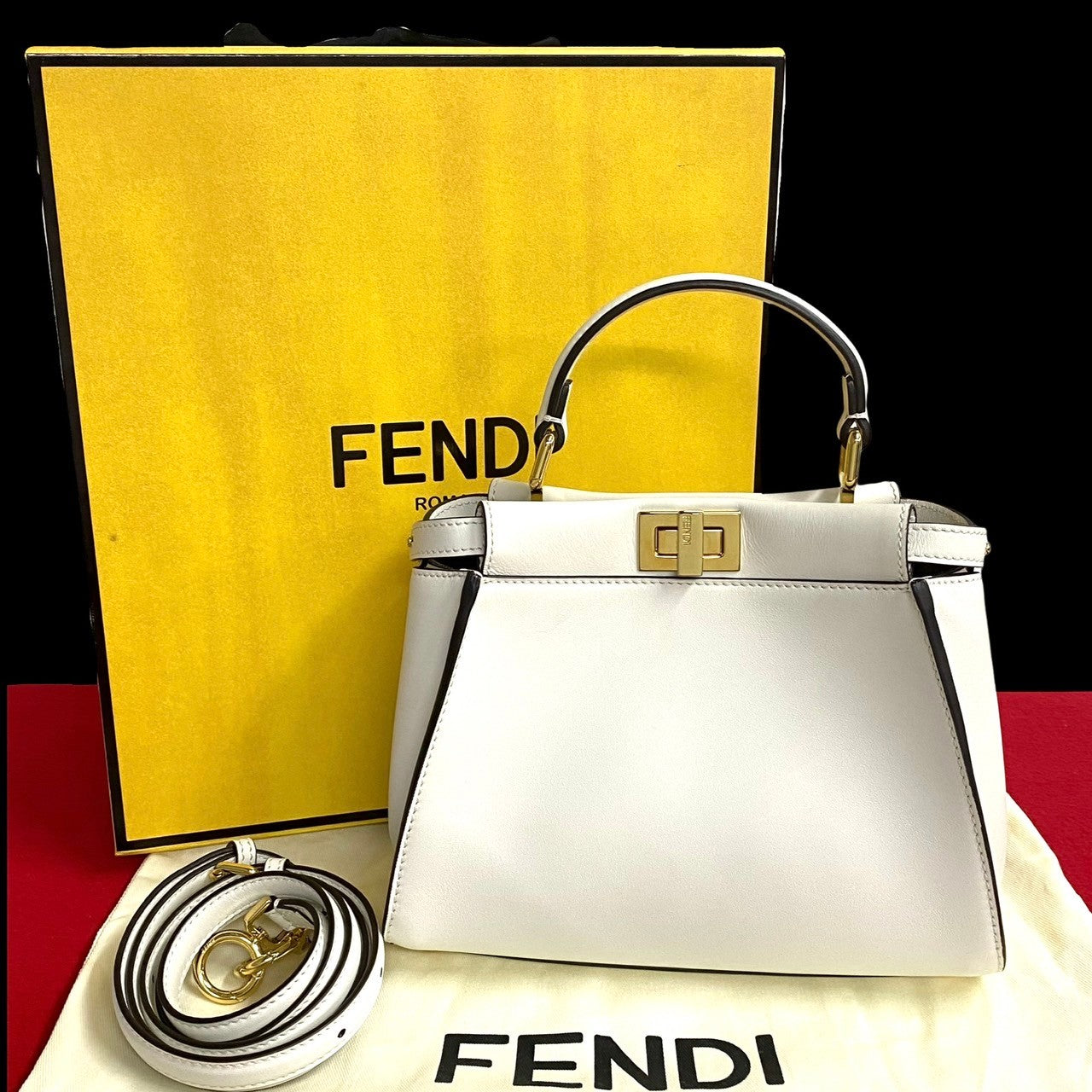 Fendi Peekaboo Mini Leather 2way Handbag