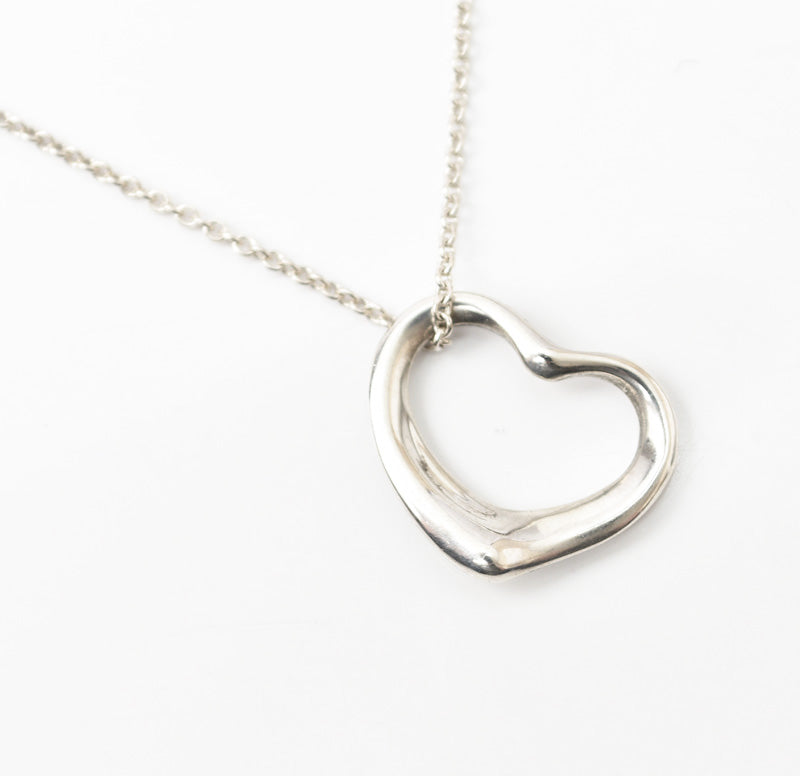 Tiffany & Co Silver 925 Open Heart Necklace/Pendant in Great Condition