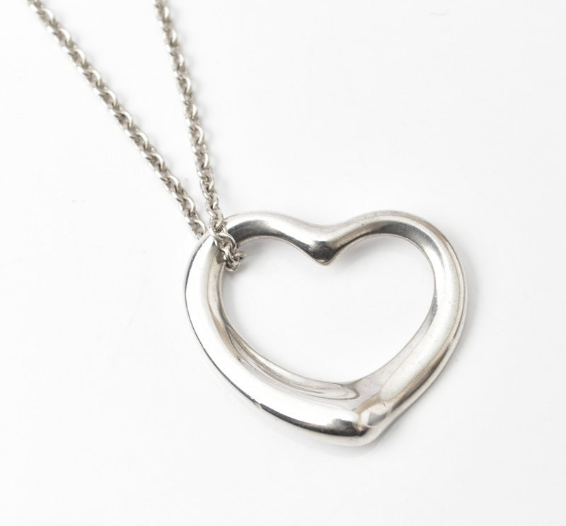 Tiffany & Co. Elsa Peretti Silver Heart Necklace/Pendant in Great Condition