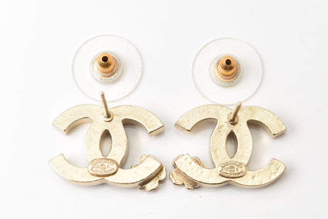 Chanel Earrings CC Mark Clover Black/Gold