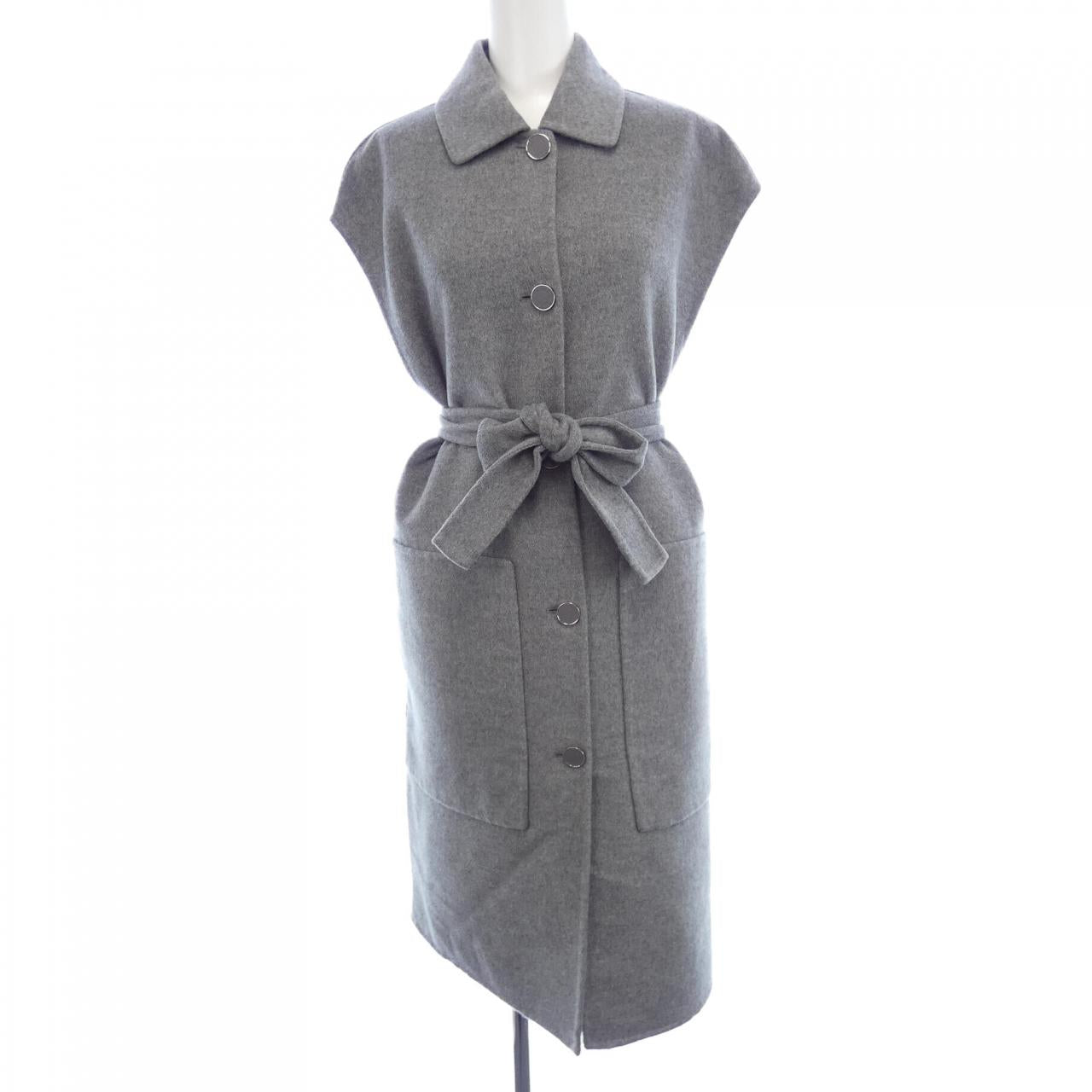 Hermes Cuir de Selle Lambskin Button Double Face Cashmere Long Vest