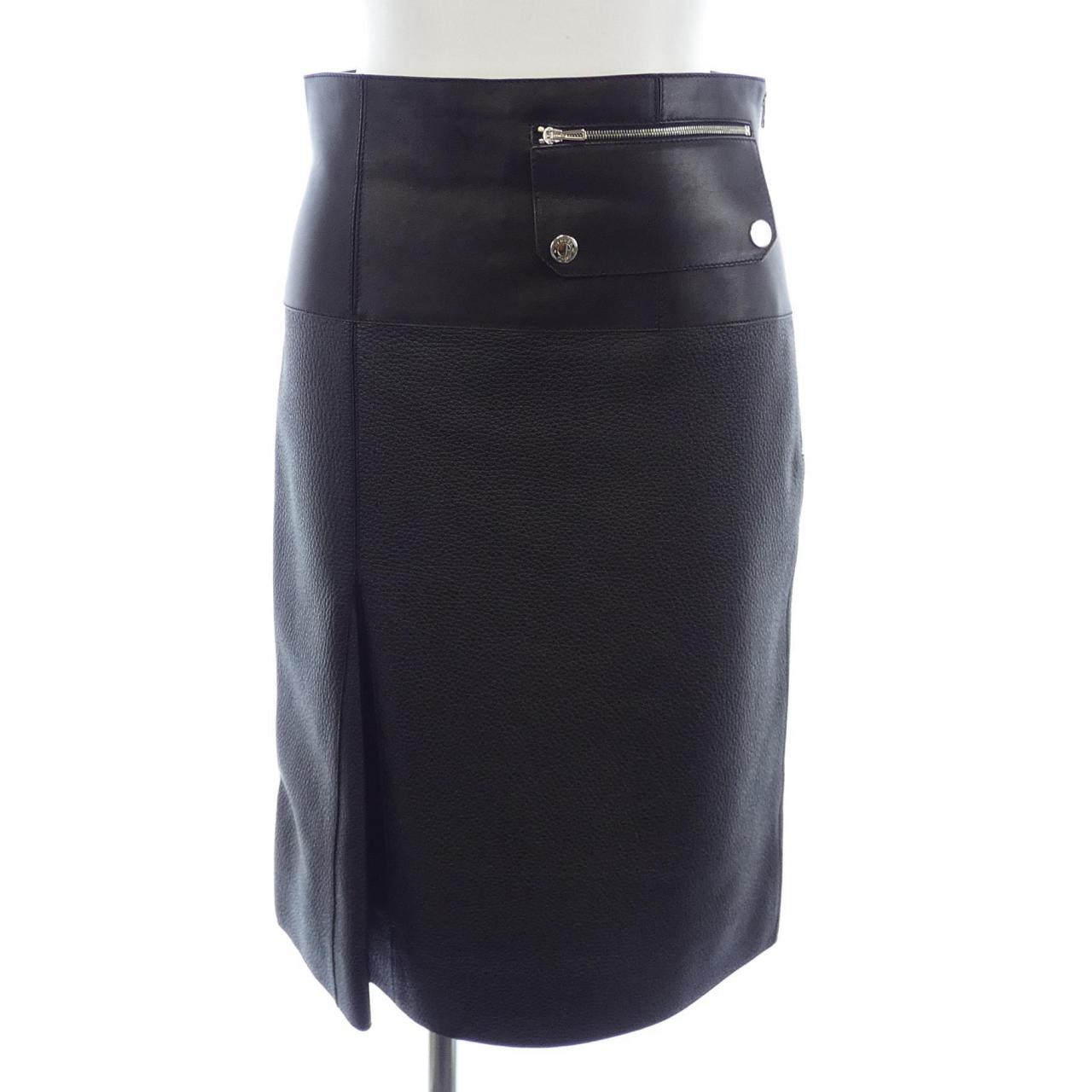 Hermes Clou de Selle Deerskin Lambskin Skirt