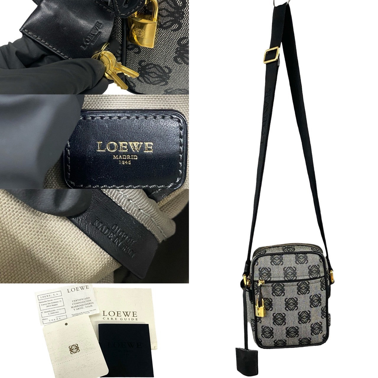 Loewe Leather Anagram Mini Shoulder Bag Black