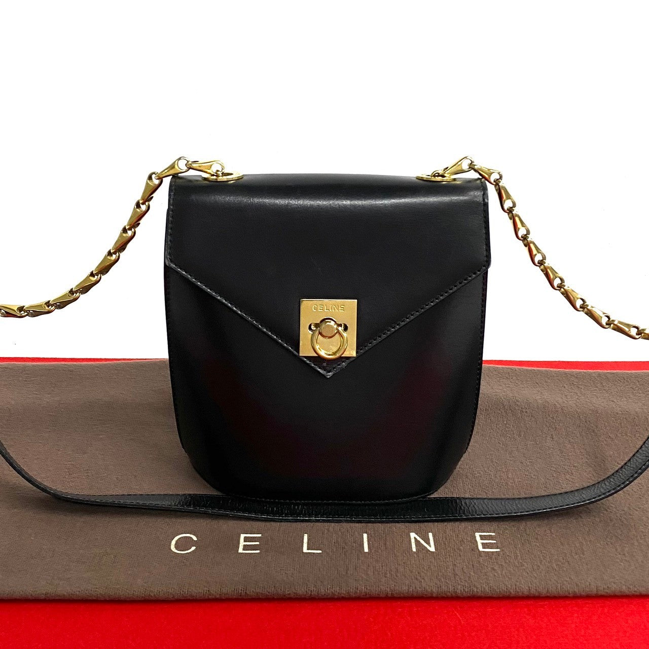 Celine Vintage Leather Mini Shoulder Bag Black