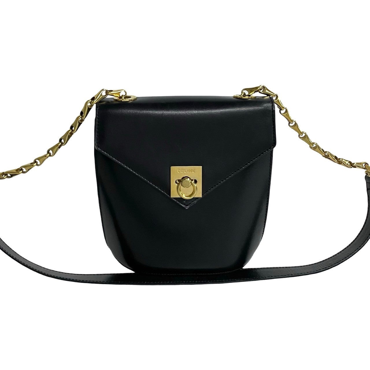 Celine Vintage Leather Mini Shoulder Bag Black