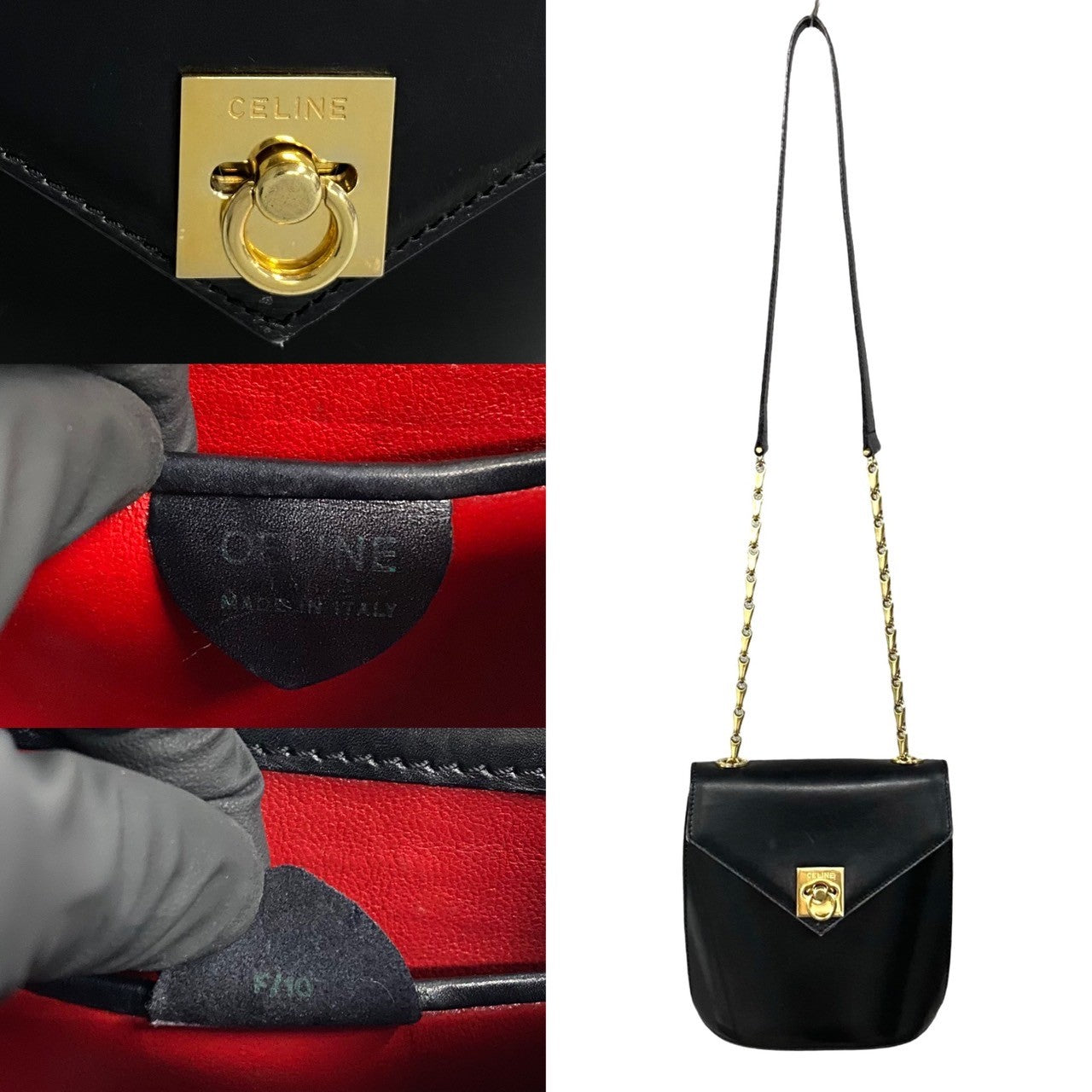 Celine Vintage Leather Mini Shoulder Bag Black