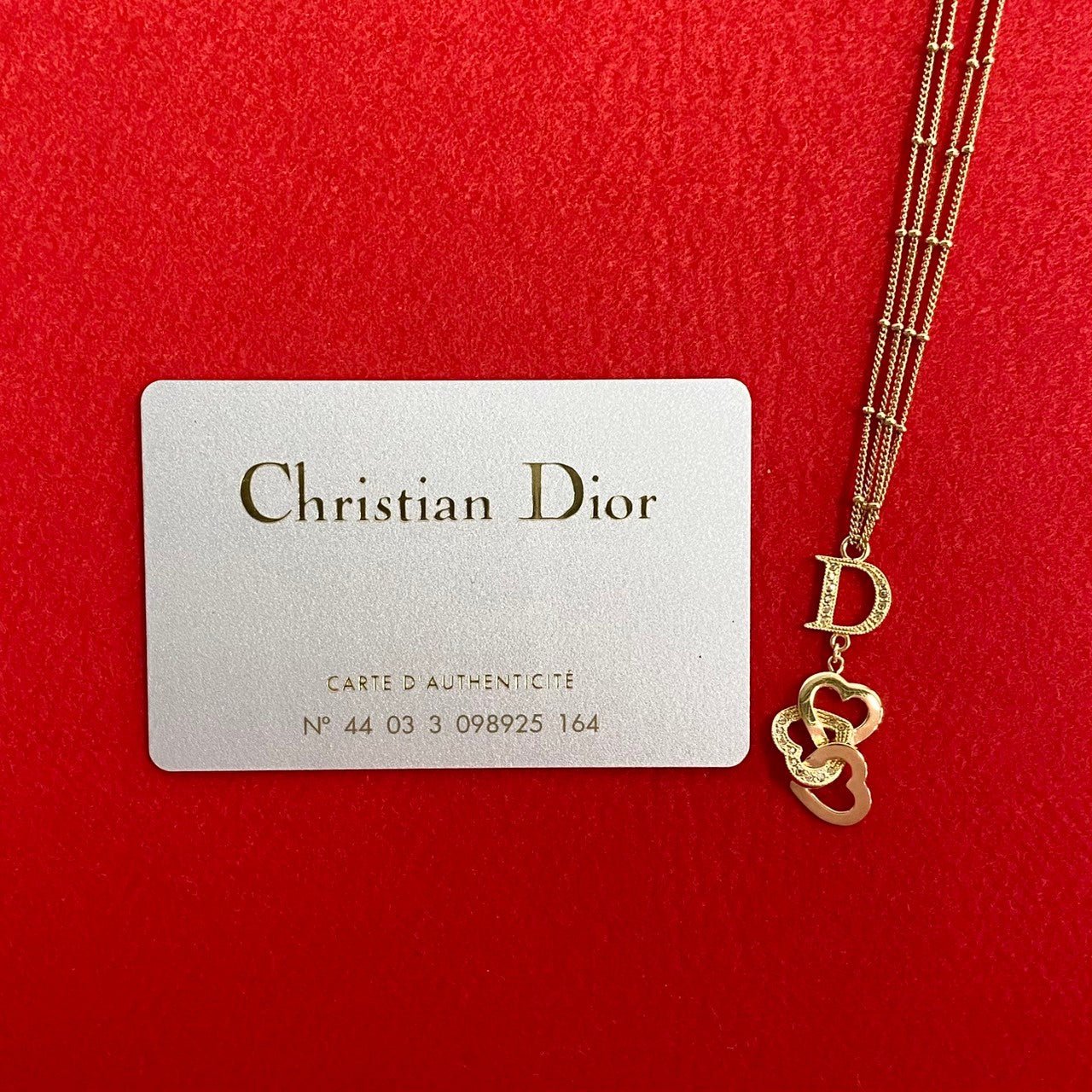 Christian Dior Vintage Heart Logo Necklace Gold