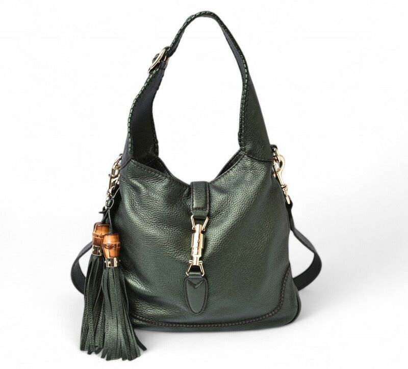 Gucci Leather New Jackie 2way Bag Dark Green