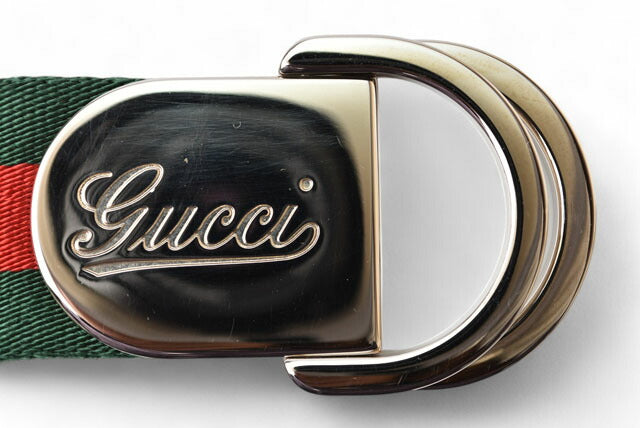 Gucci Belt 189812 Green/Red Silver Buckle