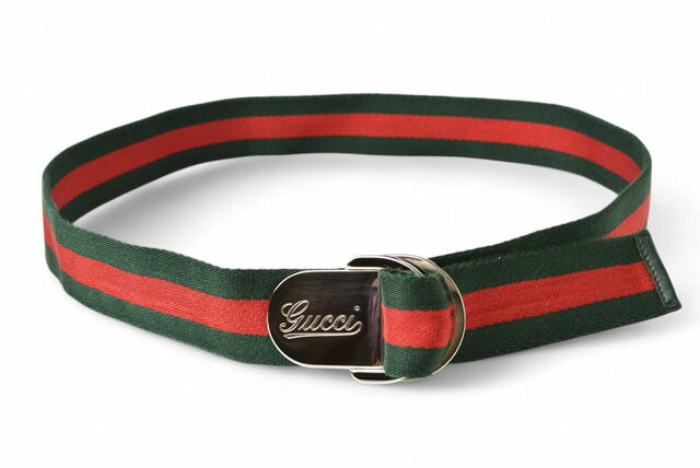 Gucci Belt 189812 Green/Red Silver Buckle